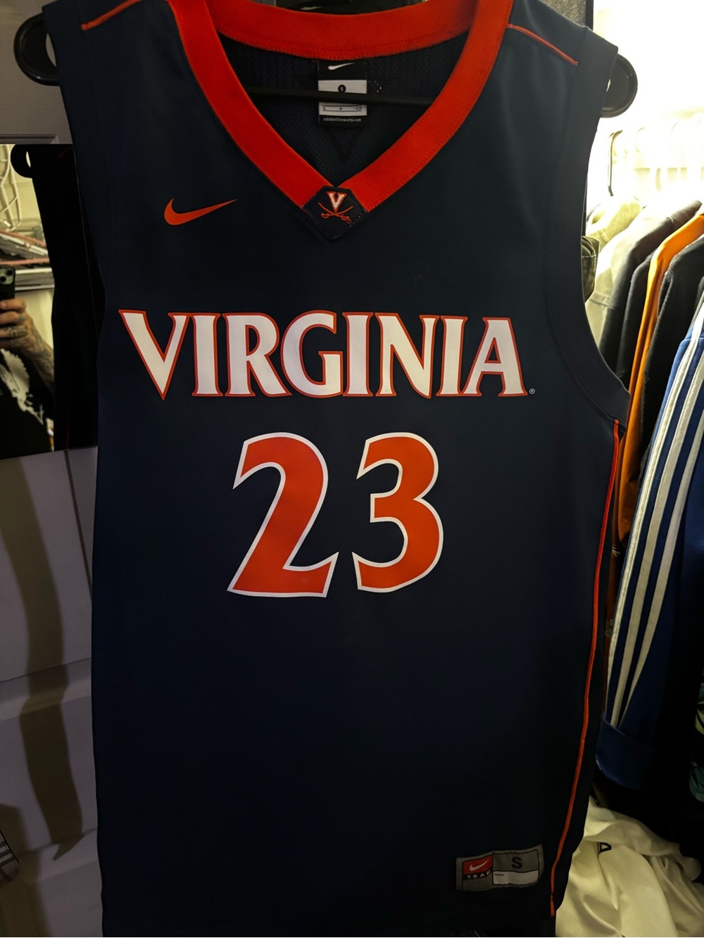 Nike Virginia #23 Men's Basketball Jersey Navy and Orange